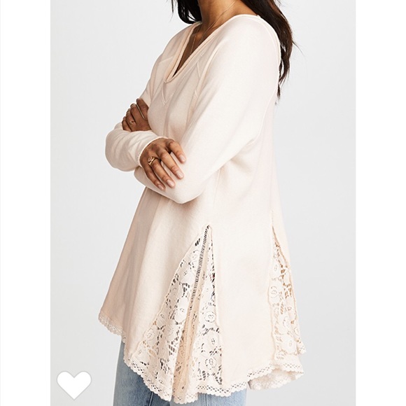 NWT Ivory Free People lace insert pullover - Picture 3 of 6
